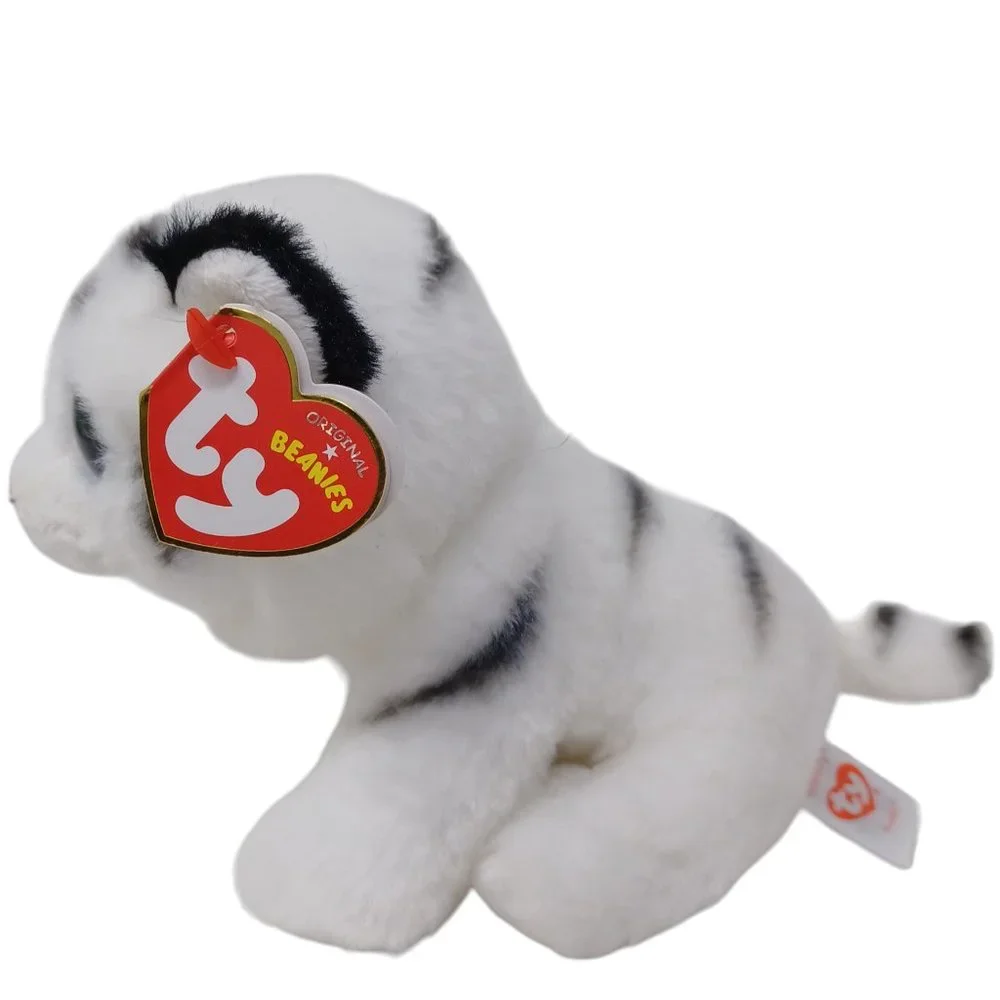 Ty Tundra White‎ Tiger Glitter Eyes Beanie Baby VelveTy Stuffed Animal Plush 6